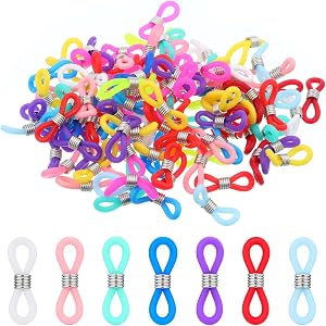 Eyeglass Chain Ends, 100 Pcs Adjustable Silicone Eyeglasses Chain Connector Anti Slip Glasses Chains Rubber Loops Eyeglass St