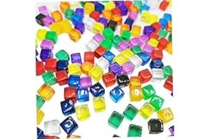 Colorful Dice 200Pcs, Acrylic 8mm D6 Dice Set Translucent Blocks Square DIY Games Educational Multicolor 6 Sided for Tabletop