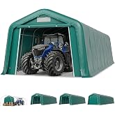 PHI VILLA Portable Garage,11x32 ft Heavy Duty Carport Agricultural Storage | Canopy Shelter Gar ports Tent with Roll-Up Zipper Doors &amp; Vents Waterproof, UV Resistant, Anti-Snow Farm Equipment Tents
