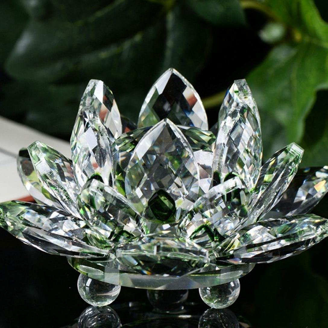 Value for Money Products Crystal Lotus Flower Bouquet Large Size Craft Home Decoration Birthday Wedding Gift Crystal Glass Green