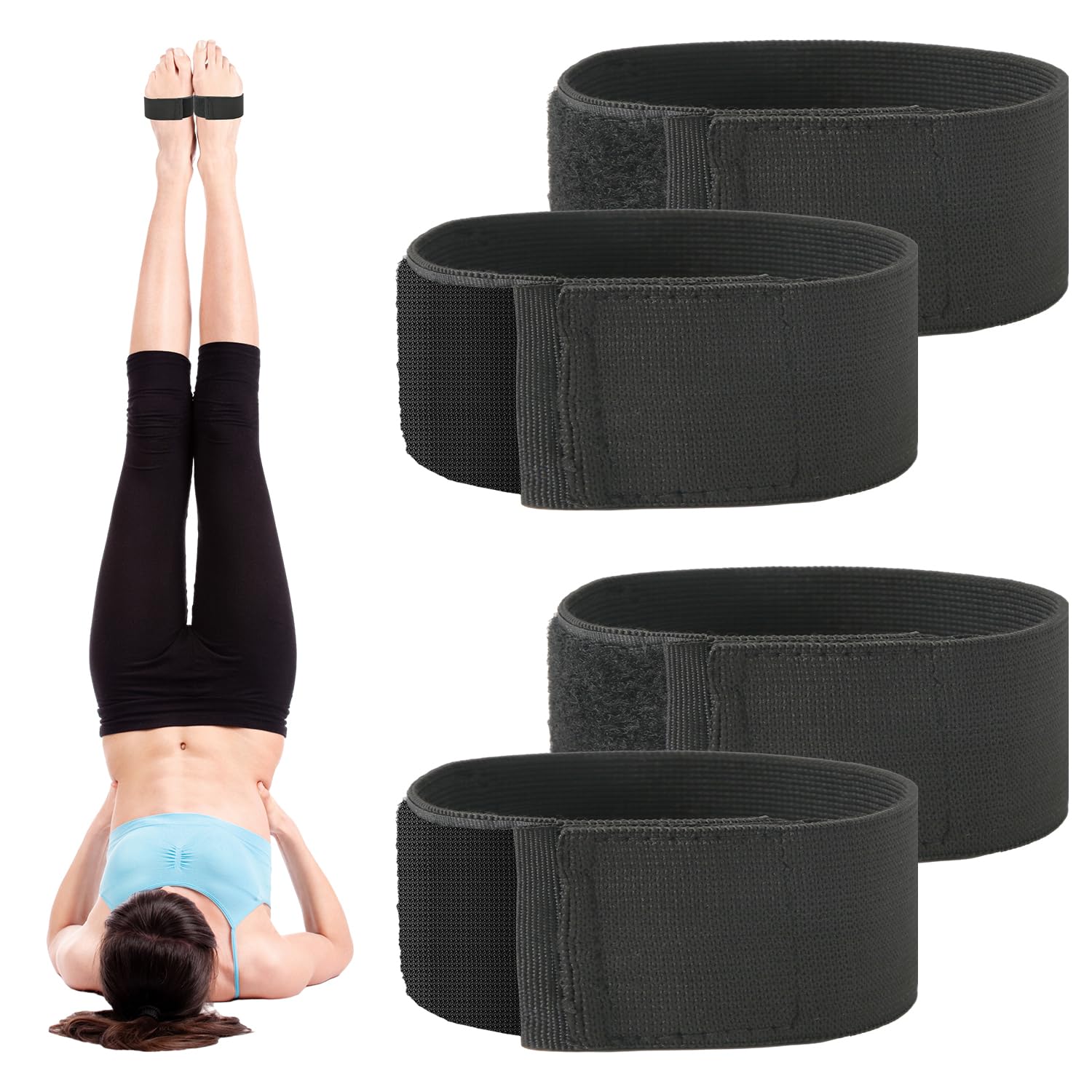 PEUTIER 2 Pairs Sticky Toes for Gymnastics, Ankle Straps Tumbling Trainer Stretch Back Handspring Trainer Gymnastics Cheerleading Dance Equipment for Girls Boys Adults Beginners Practice, Black