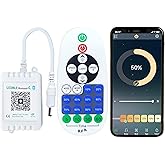 Smart Bluetooth LED Controller - App Controlled Dimmer Switch with Music Sync, Timer, 23-Key Remote - DC 12-24V for Single Color LED Strip, Cabinet, Shelf Lighting, Neon Sign, DIY Lighting