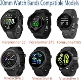 Wownadu 20mm Watch Strap for Garmin Forerunner 55 245 165 645 Silicone Black view 3