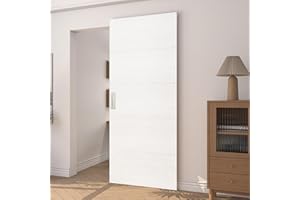 JUBEST 36"x86" Concealed Sliding Barn Door with Soft Close Hardware Kit, White Hidden Door for Opening 28"-32"x84", Waterproof and Modern, Smooth Sliding, for Interior Using, Widely Used