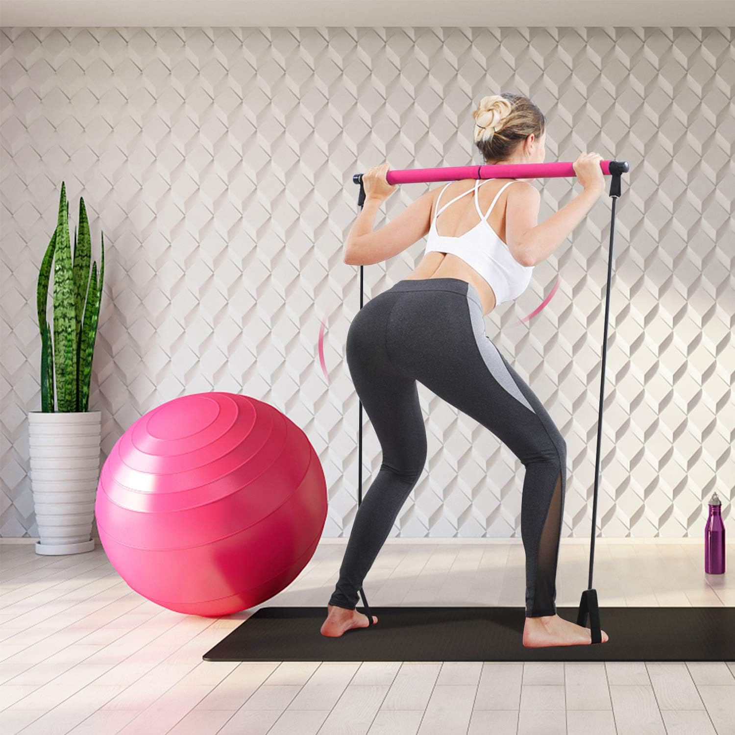 Max4out Pilates Bar Kit Portable Pilates Stick for Home Gym Improve Fitness, Build Muscle, Strength Exercises, Pink : Sports & Outdoors