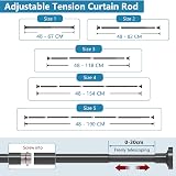 WELDUN Extendable Shower Curtain Rod 48-190CM No Drill Telescopic Black view 4