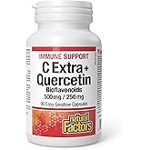 Natural Factors Vitamin C 500 mg + Quercetin Supplement 250 mg, 90 Easy Swallow Capsules, Immune Support, Proudly Canadian