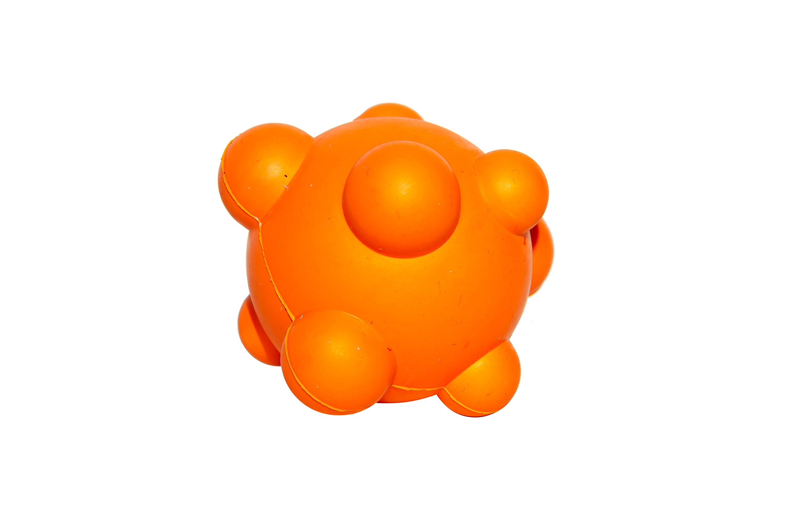 PlayfulSpirit Bumpy Bouncy Solid Rubber Ball – Great Chew Toy for Teething Puppies and Awesome Plaything for Smaller, Medium Size Dogs to Play, Catch and Fetch – Fun Games Guaranteed (Orange)
