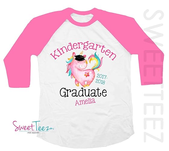 Amazon.com: Kindergarten Graduation Shirt, Personalized Kindergarten Graduation Shirt, Unicorn Shirt For Girls, Graduation Gift, Pink Shirt: Handmade