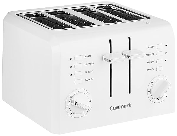 CUISINART 4-SLICE COMPACT PLASTIC TOASTER, WHITE, CPT-142P1