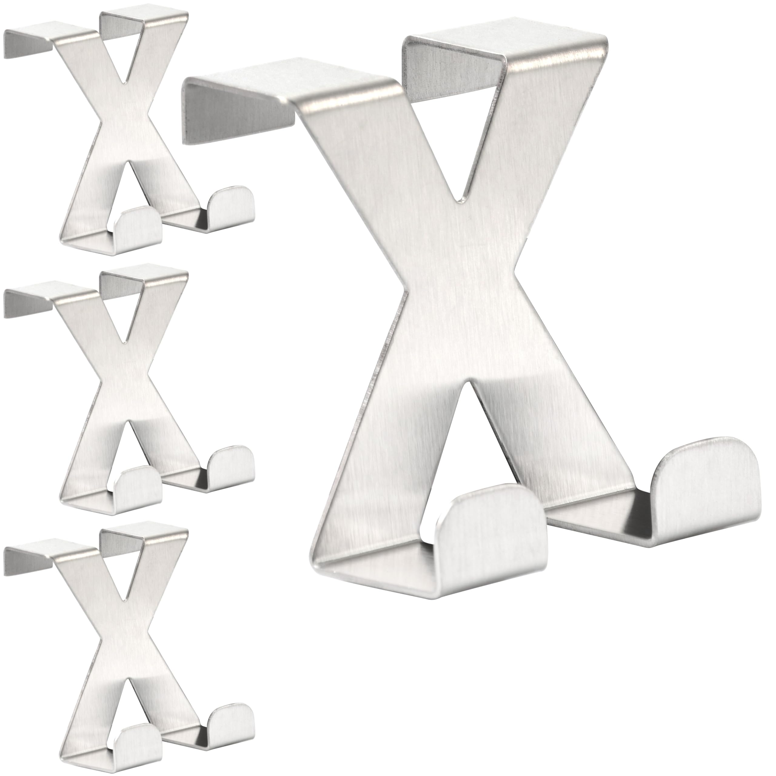 RICOO Premium Over Door Hanger, MH031Sx4, Stainless Steel Door Hooks, Durable and Rust-Resistant Over Door Hook for Coats, Towels, and Bags, Space-Saving Design, Easy Install - No Drilling, Silver