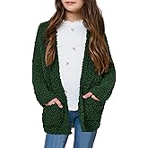 Girls Casual Open Front Long Sleeve Cardigan Pocket Fashion Sweater Outwear