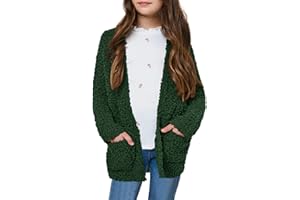 CNJFJ Girls Casual Open Front Long Sleeve Cardigan Pocket Fashion Sweater Outwear