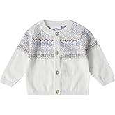 Stellou & friends 100% Cotton Baby Cardigan, Long Sleeve Knit Sweater for Kids, Unisex Tops for Infant, for Children 0-6 Yrs