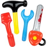 Norcoin 4 Pack Inflatable Tool Set Include Inflatable Hammer Inflatable Wrench Inflatable Screwdriver Inflatable Saw Blow Up Construction Tool Inflatable Toy Props for Construction Tool Party Decor