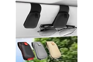 Teoenix Sunglass Holder for Car, 2 Pack Car Sunglass Holder Visor Clip Magnetic Leather Sun Glasses Eyeglass Hanger, Black, Fit for Different Size Eyeglasses