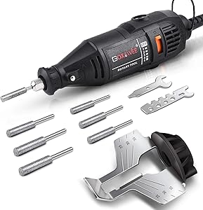 GOXAWEE Chainsaw Sharpener Kit 140W Power Chain Saw Sharpen Tool Set, Electric Blade Sharpening File Comes with 6pcs Diamond Sharpening Wheels, Angle Guide Attachment for Lumberjack & Garden Worker