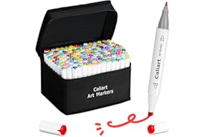 Caliart Markers, 168 Colors Dual Tip Art Markers Sketch Pens Permanent Alcohol Based, with Case for Adults Artists Drawing Illustration Sketching Coloring