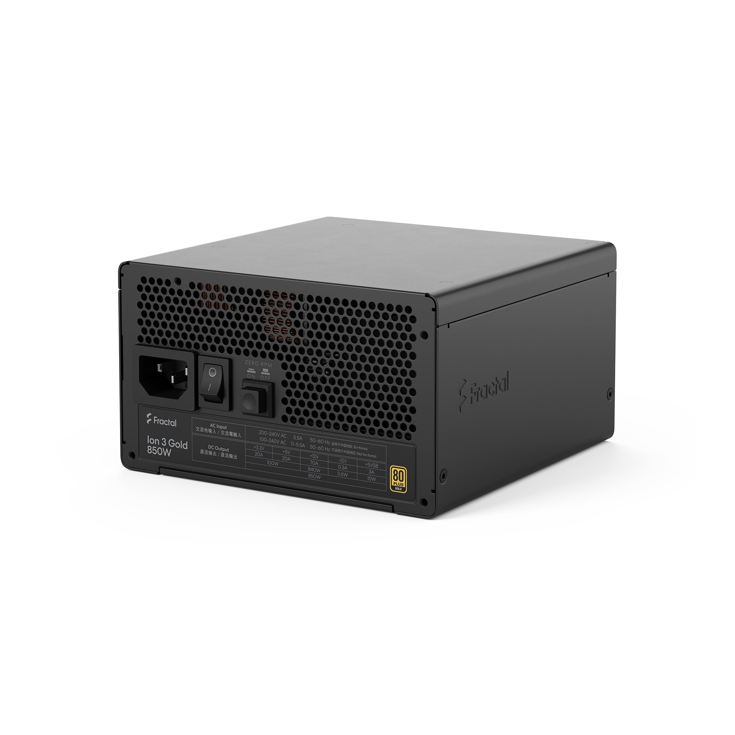 Fractal Design Ion 3 Gold 1000W Black 80 Plus Gold Certified Fully Modular Atx12V 3.1 Power Supply Unit Psu - View 9
