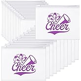 Sunnyray 60 Pcs Cheer Team Gifts Bulk Cosmetic Makeup Bags for Cheerleader Sport Team Inspirational EVA Bag Women Makeup Toiletry Bags Pouch with Zipper(Purple)