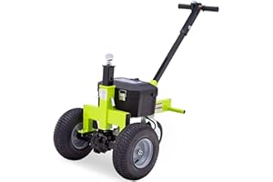 Tow Tuff Electric Trailer Dolly w/ 13" Tires & 8" Swivel Caster Wheel, 3500 lb Capacity, Green - 22" to 28.35" Adjustable Ball Height, 1.5 Mph Speed, Fits 2" Ball Mount, Utility, Boat or Cargo Use