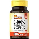 Sundance Vitamin B-Complex 100% Daily Value | 100 Tablets | Vegetarian, Non-GMO, and Gluten Free Supplement