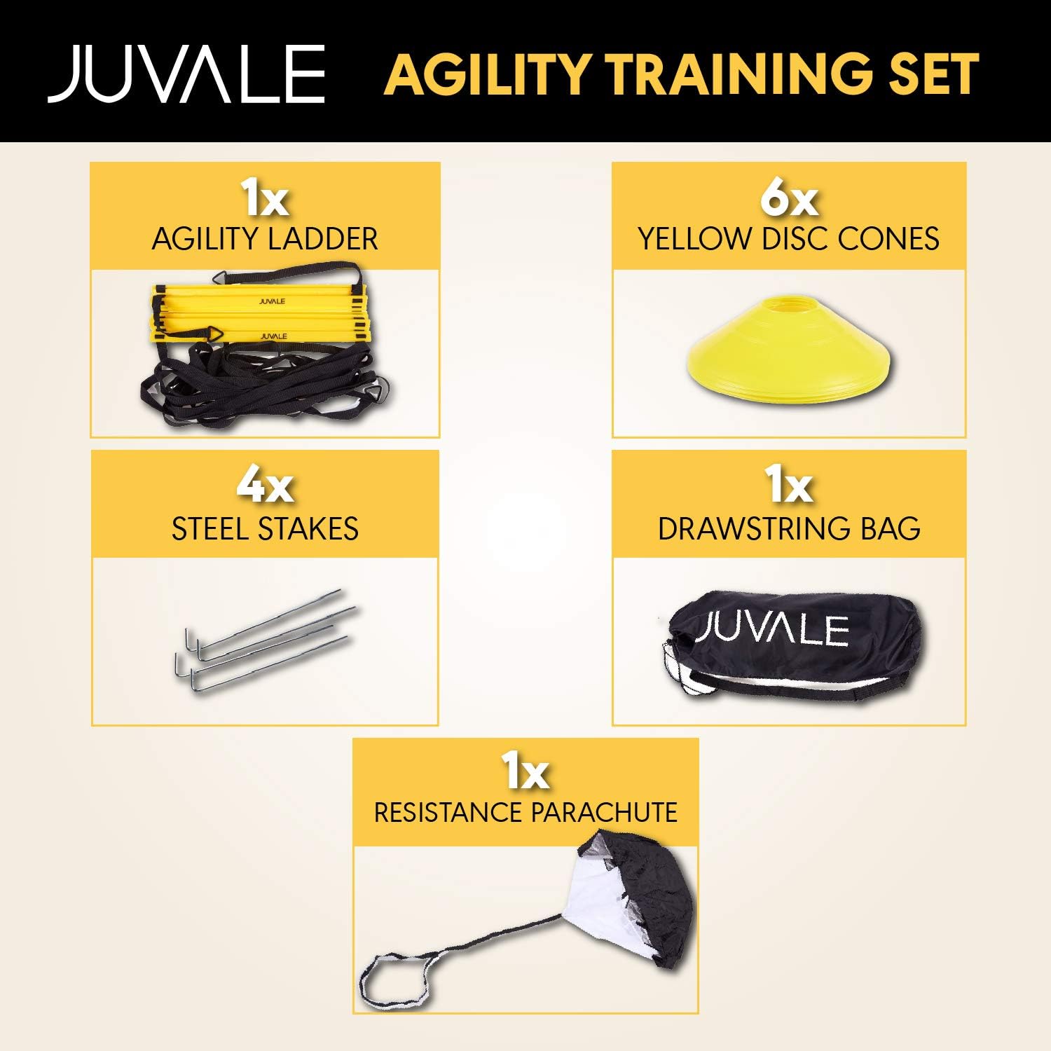 Juvale Speed and Agility Ladder Training Set with 6 Cones and Resistance Parachute: Home & Kitchen