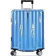 BlueCosto Luggage Cover for Suitcase - Clear PVC Baggage Protector - Travel Accessory - Universal Cover w/Hook & Loop Closure