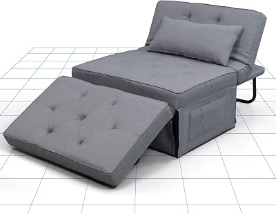 FLEXISPOT Folding Sofa Bed 4 in 1 Convertible Chair Grey 300 KG