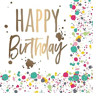 Cypress Home Happy Birthday Paper Cocktail Napkin, 20 count