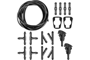 Miytsya Windshield Washer Hose Kit, 5M Hose +12 Connectors +2 Fan Nozzles+ 2 Rubber Gaskets Connect Car Water Pump and Nozzles, Windshield Washer Nozzle Suitable (Black)