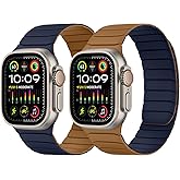Tasikar Double Sided Wearable Magnetic Band Compatible with Apple Watch 49mm 46mm 45mm 44mm 42mm 41mm 40mm 38mm, Soft Silicone Sport Strap Loop for iWatch Ultra 3 2 1 SE Series 11 10 9 8 7 6 5 4 3 2 1, Brown Indigo