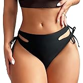 Sexybody Women High Waisted Bikini Bottoms Cheeky High Leg Cut Out Side Tie Sexy Ruched Bathing Suit Swimsuit Swim Bottoms