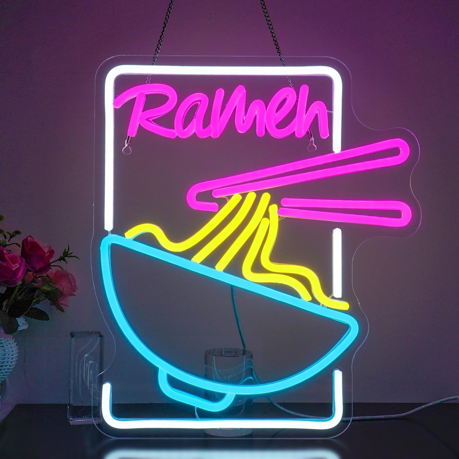Looklight Ramen Time Neon Light Sign Ramen Noodle Neon Signs for Wall Decor, LED Lights with USB for Restaurant Kitchen Japanese Noodle Shop Decorations Business Window Signs