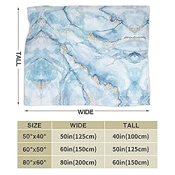 Perinsto White Blue Marble Throw Blanket Ultra Soft