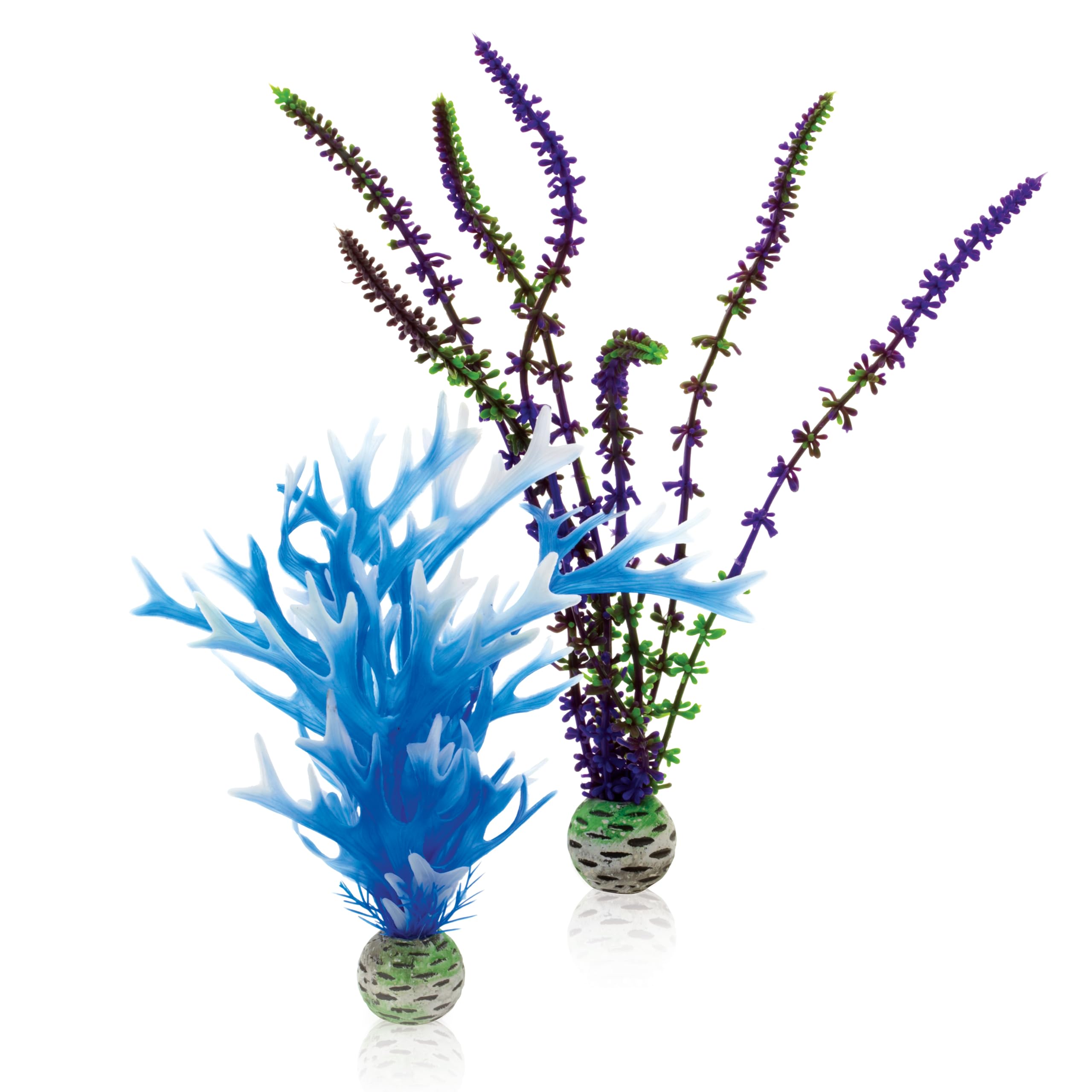 biOrb Fish Tank Decorations, Large Purple & Blue Plants With Weighted Balls (Set of 2 Aquarium Plants), Artificial Fish Tank Plants For Colour Pop, Natural-Looking Aquarium Décor For Scenic Background
