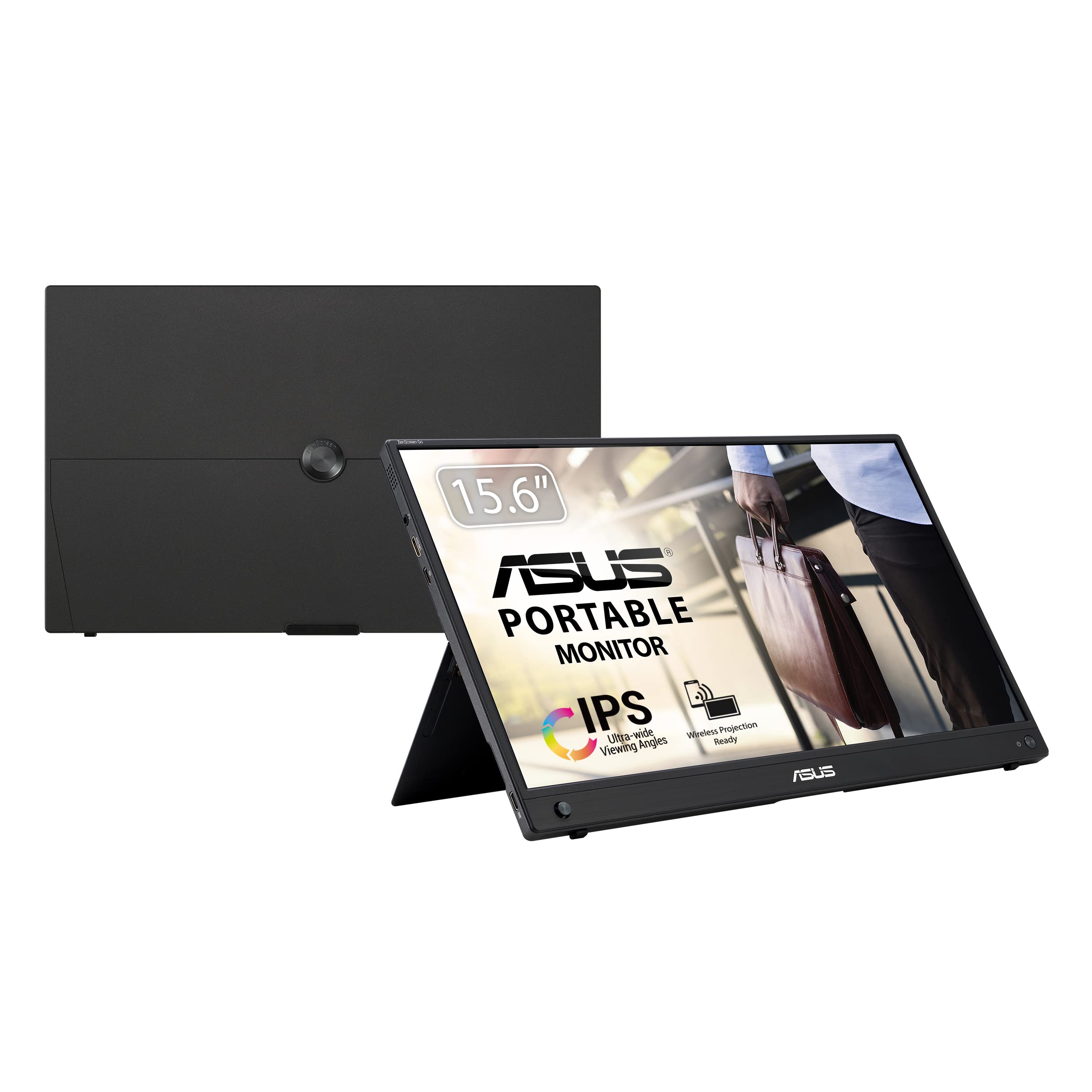 ASUS ZenScreen GO Monitor da Gaming Portatile 15.6” 1080P FHD (MB16AWP) - Monitor da Viaggio IPS USB-C e HDMI, Mirroring Wireless, Cavalletto Integrato, Monitor Esterno per Laptop, Macbook e Telefono