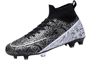 CNNBG Adult Soccer Cleats Men-High-Tops Slip-On Lace Up Football Shoes for Youth Soccer Shoes Indoor Outdoor AG FG