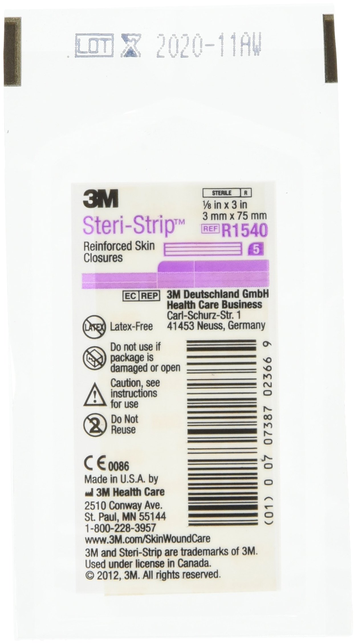 3M HEALTH CARE MMR1540 WOUND CLOSURE STERI-STRIP 3X75MM (5 PK) (Pack of 50)