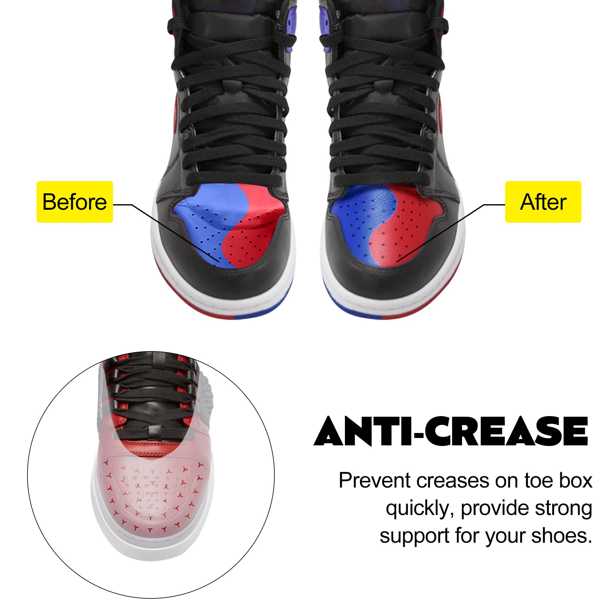 TUPEED 4 Pairs Shoe Crease Preventers, Anti Crease Shoe Protectors Shoe Guards, Shoe Creases Stoppers for Sneaker and Casual Shoes, for Men's US Size 7-12