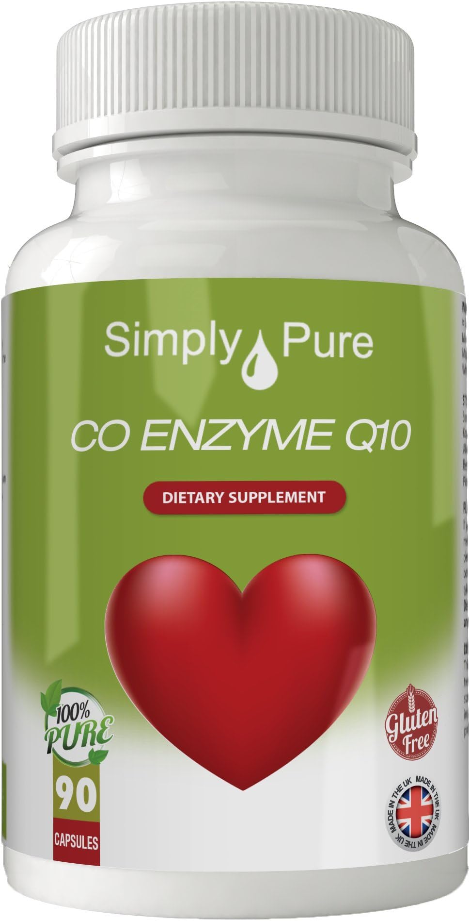 Simply Pure CoEnzyme Q10-90 Capsules, High Strength - Heart Health, Immune Booster, Antioxidant - Gluten Free and GM Free