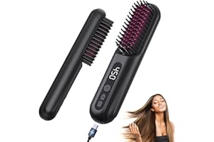 BOPCAL Cordless Hair Straightener Brush - Portable Straightening Comb For Travel - 30s Fast Heating,10000mAh Dual USB-C Rechargeable, 300 Million Negative Ions Smoother, Lightweight On-the-Go, Gift for Women
