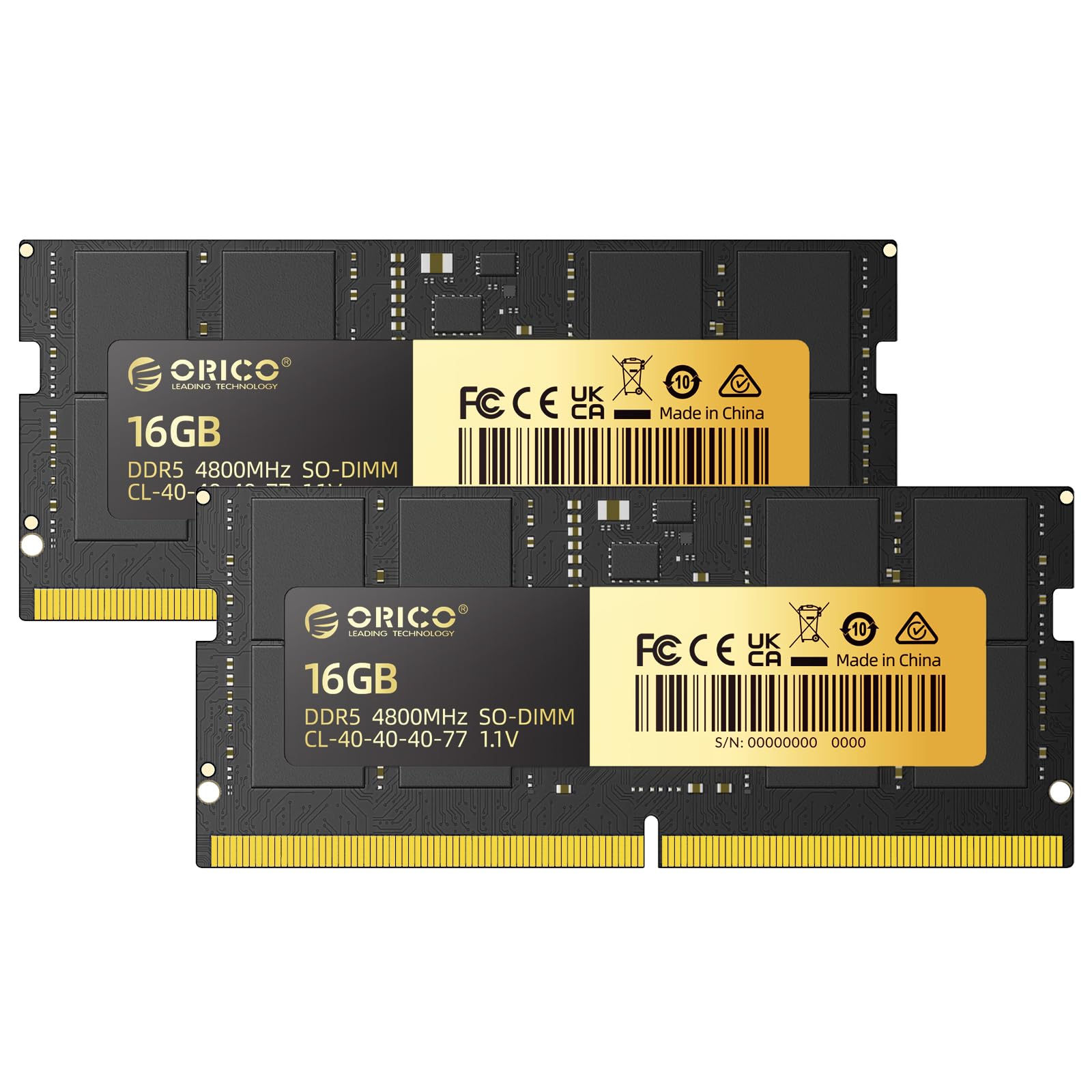 Photo 1 of ORICO 32GB (2x16GB) DDR5 Laptop RAM Kit, 4800MHz CL40 1.1V SODIMM, On-Die ECC, 262-Pin High-Performance Memory for Laptops & Notebooks – LS500