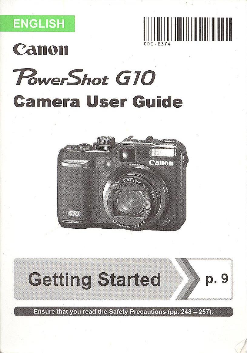 Canon PowerShot G10 Original User Guide/Instruction Manual Paperback – 2008
