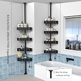KEGII Telescopic Shower Caddy Corner Black Shower Shelf Bathroom Storage view 7