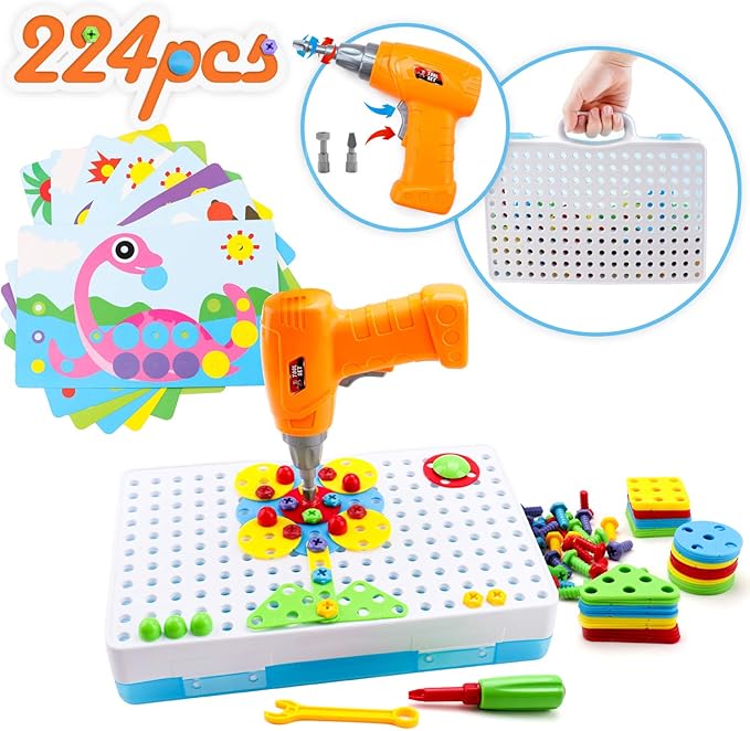 Amy&Benton 3D Mosaik Steckspiel Pegboard Puzzle, Kinder Spielzeug ab 3, Spielzeug 4 Jahre Junge