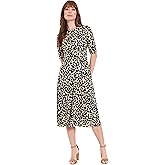 London Times Womens Flattering Fit-and-Flare Midi Dress for Cocktail, Wedding Guest, Summer, and Work Dresses for Women