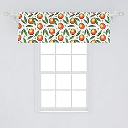 Ambesonne Fruits Window Valance, Repeated Peaches