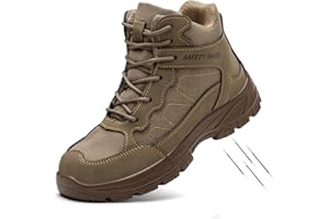 MOFEELE Steel Toe Boots for Men and Women, Air Cushion Safety Work Shoes, Industrial Construction Anti-Smash and Anti-Stab Wo