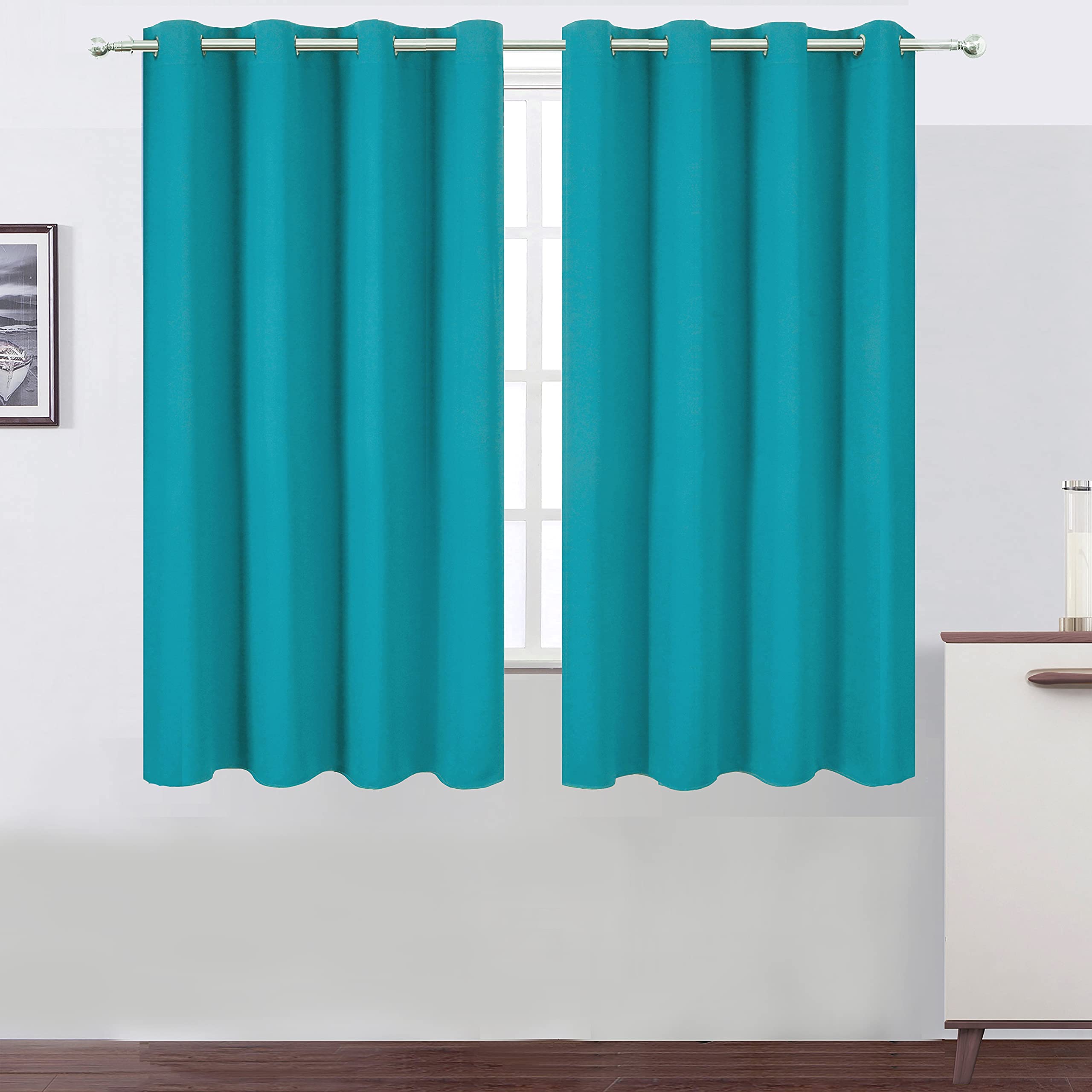 Photo 1 of LEMOMO Teal/Turquoise Kids Blackout Bedroom Curtains/52 x 63 Inch/Set of 2 Panels Thermal Insulated Living Room Curtains